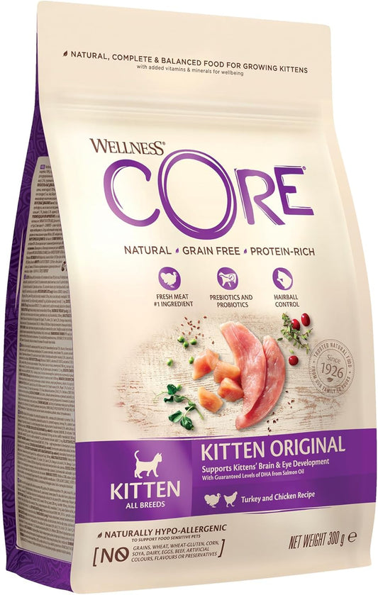 Kitten Original, 300G, Turkey & Chicken, Kitten Dry Food, All-Natural, Grain-Free, High Meat Content, Protein-Rich, Supports Brain & Eye Development