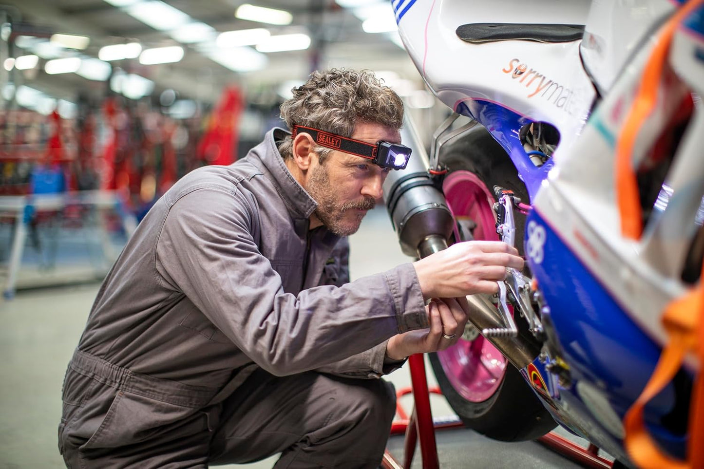 HT102R Rechargeable Head Torch 3W SMD LED with Auto-Sensor ,Red-