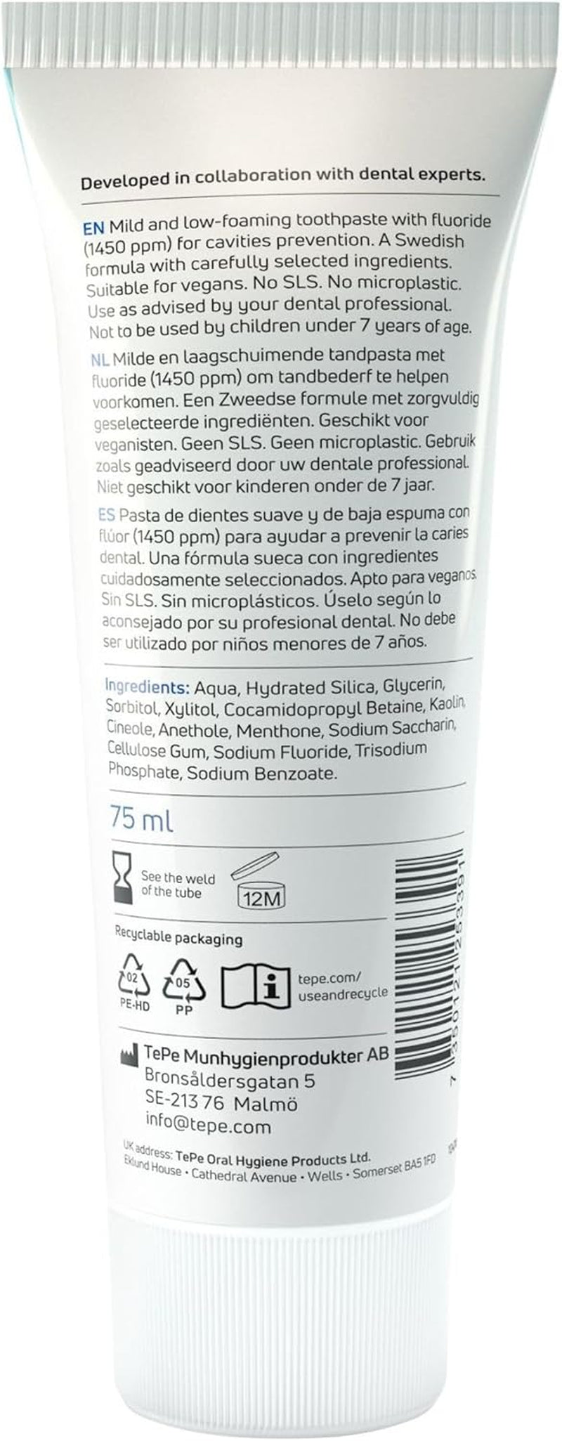 Daily Toothpaste, Mild Peppermint Flavour, Gentle Everyday Toothpaste to Prevent Cavities with an Age-Appropriate Fluoride Level