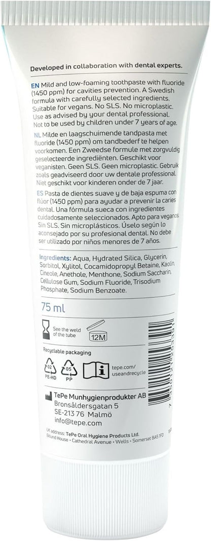Daily Toothpaste, Mild Peppermint Flavour, Gentle Everyday Toothpaste to Prevent Cavities with an Age-Appropriate Fluoride Level