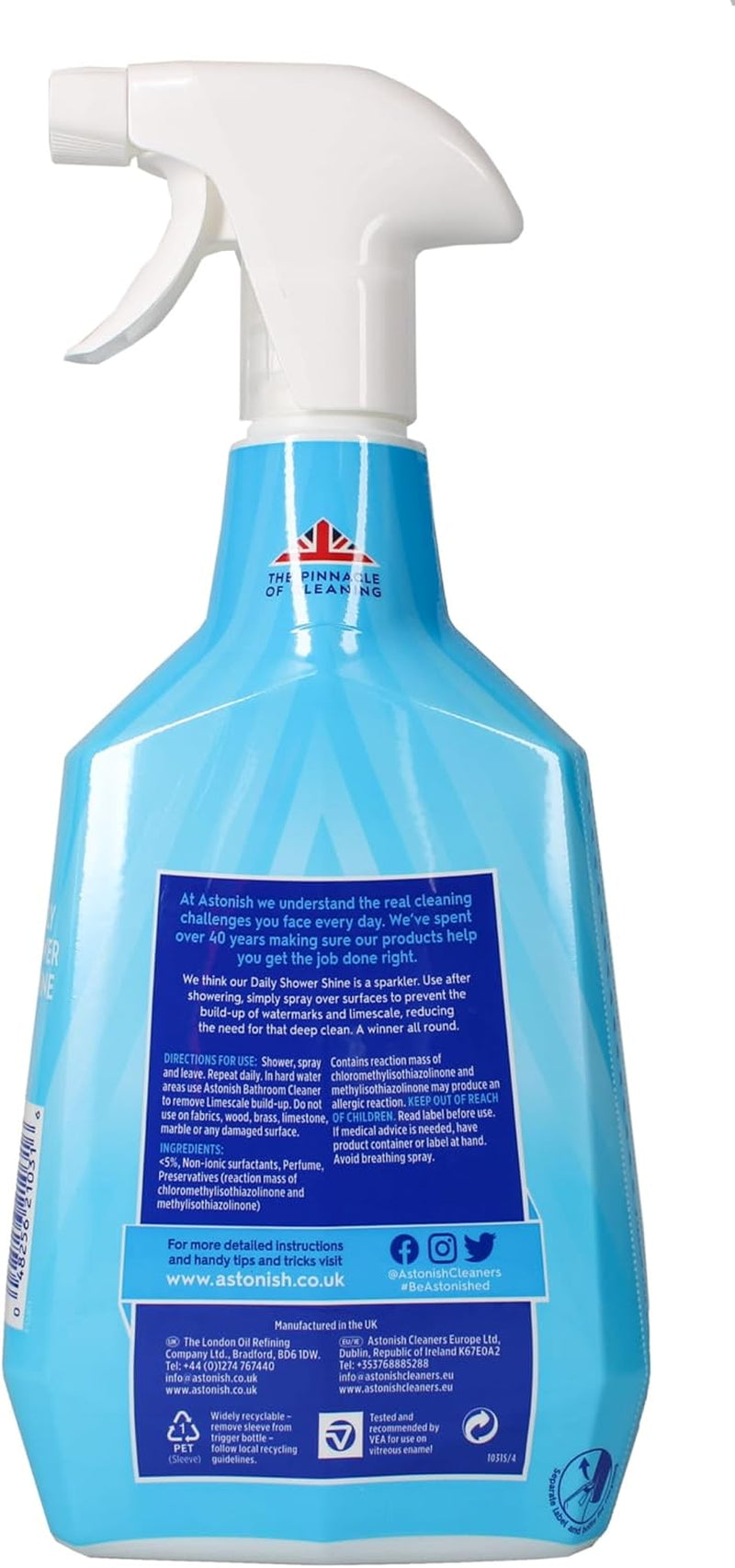 Astonish Daily Shower and Shine, Vegan and Cruelty-Free Shower Spray, 750Ml, White Lilies