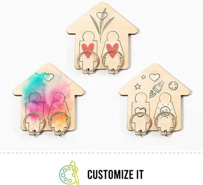 LAC Couples Keyrings - Couples Gifts for His and Hers - House Warming Gifts New Home Accessories - Wooden Key Holder