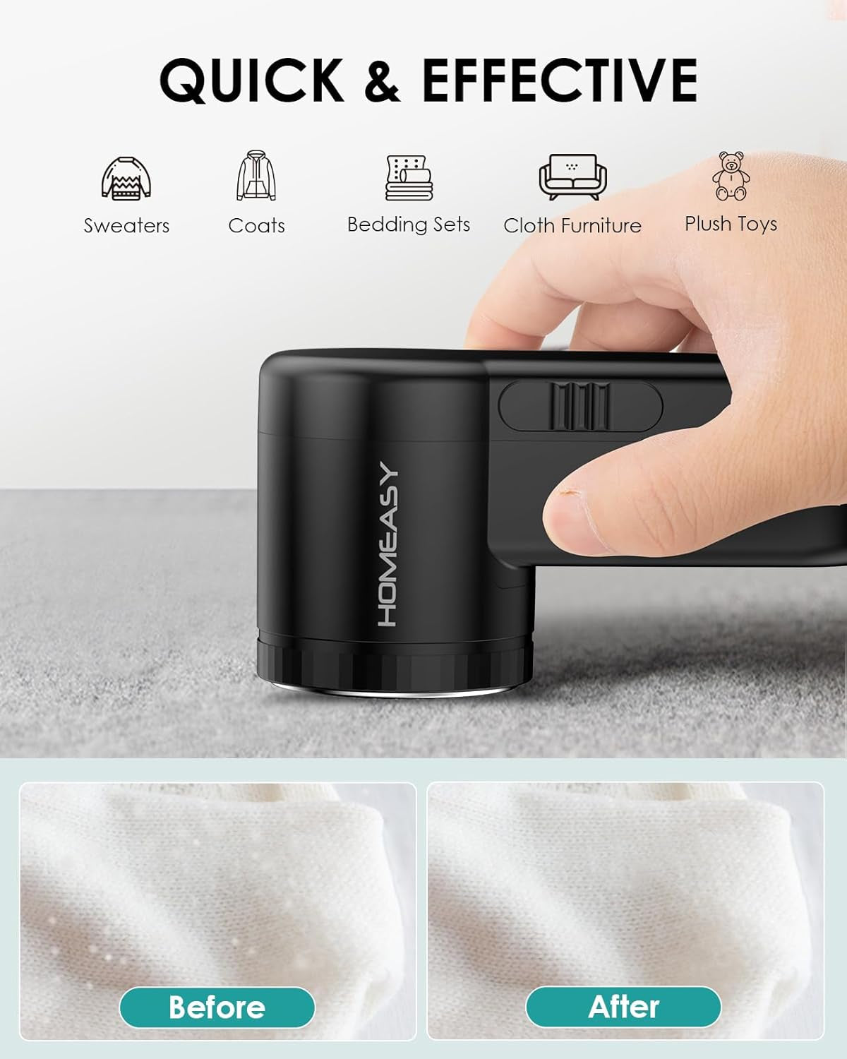 Fabric Shaver,  Portable Lint Remover Debobbler Clothes Shaver, Bobble Remover for Clothes Adjustable 2 Speed Lint Shaver with 3 Blades Included (Black)