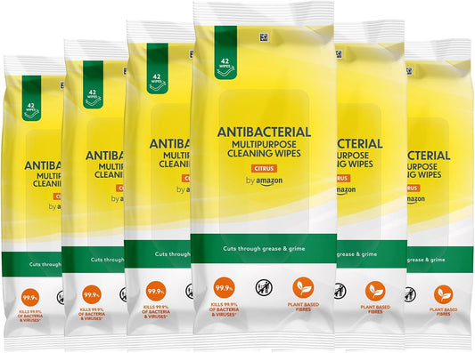 Antibacterial Multipurpose Cleaning Wipes Citrus, 252 Wipes 42 Count (Pack of 6)