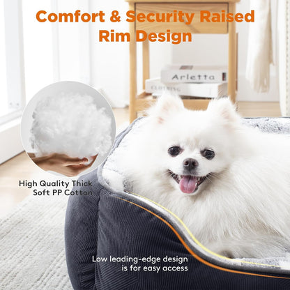 Medium Dog Bed Washable(64X53Cm), Super Soft Cosy Dog Beds Grey Pet Bed, Premium Grey Rectangle Puppy Bed for Small Medium Large Dogs, Ideal for Labrador, Chihuahua, Springer Spaniel, Etc
