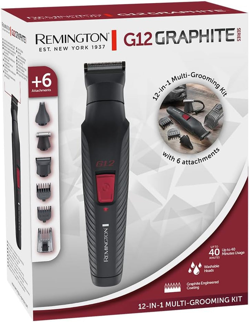 Hair Clipper Men [12-In-1 Kit with 6 Attachments, Body, Beard & Hair Trimmer, Nose Ear & Eyebrow Trimmer] G12 (Graphite Engineered Coating, Self-Sharpening Blades, USB Rechargeable) PG2120