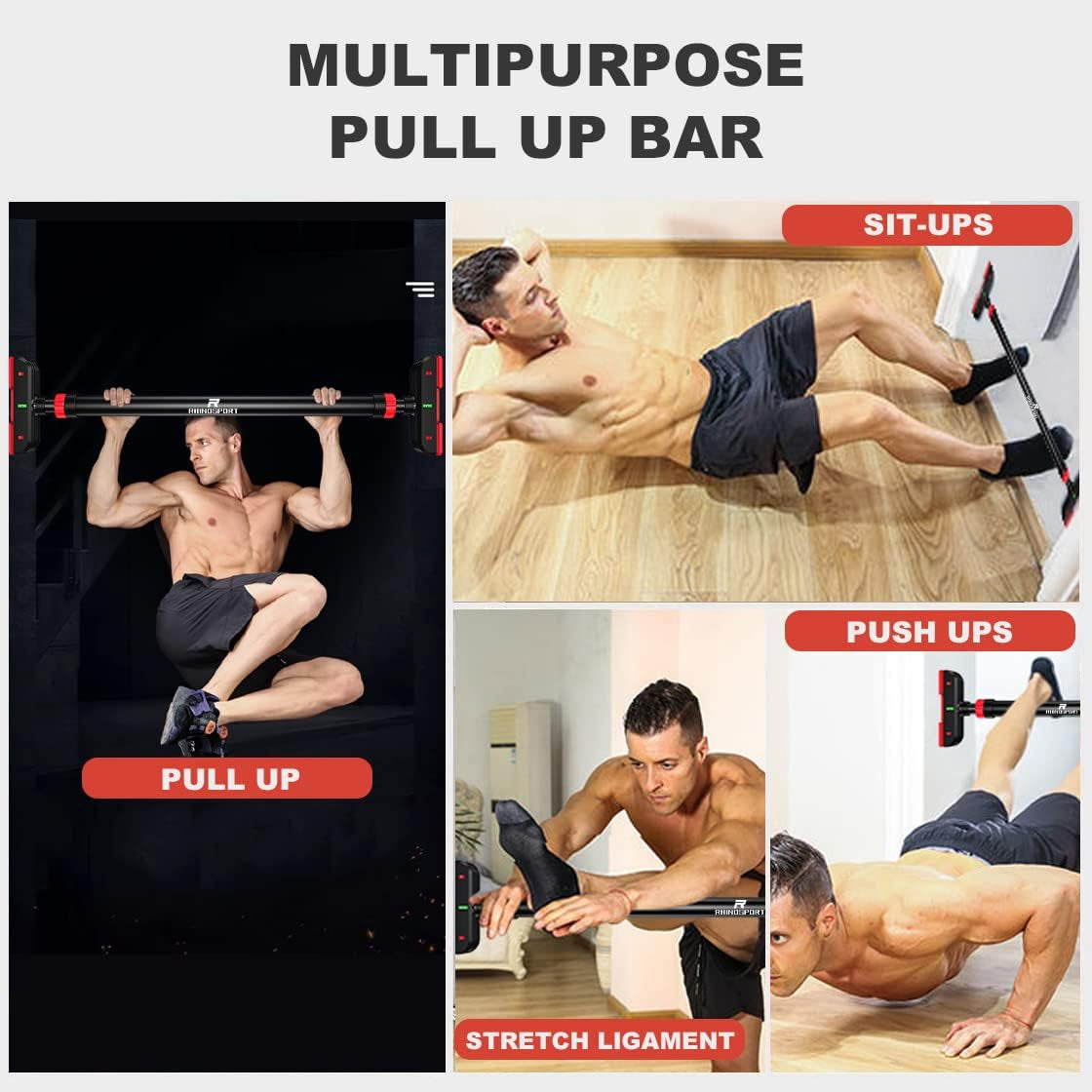 Door Pull up Bar Doorway Chin up Bar from 72-95 Cm (28.3In-37.4In) Workout Equipment No Screws