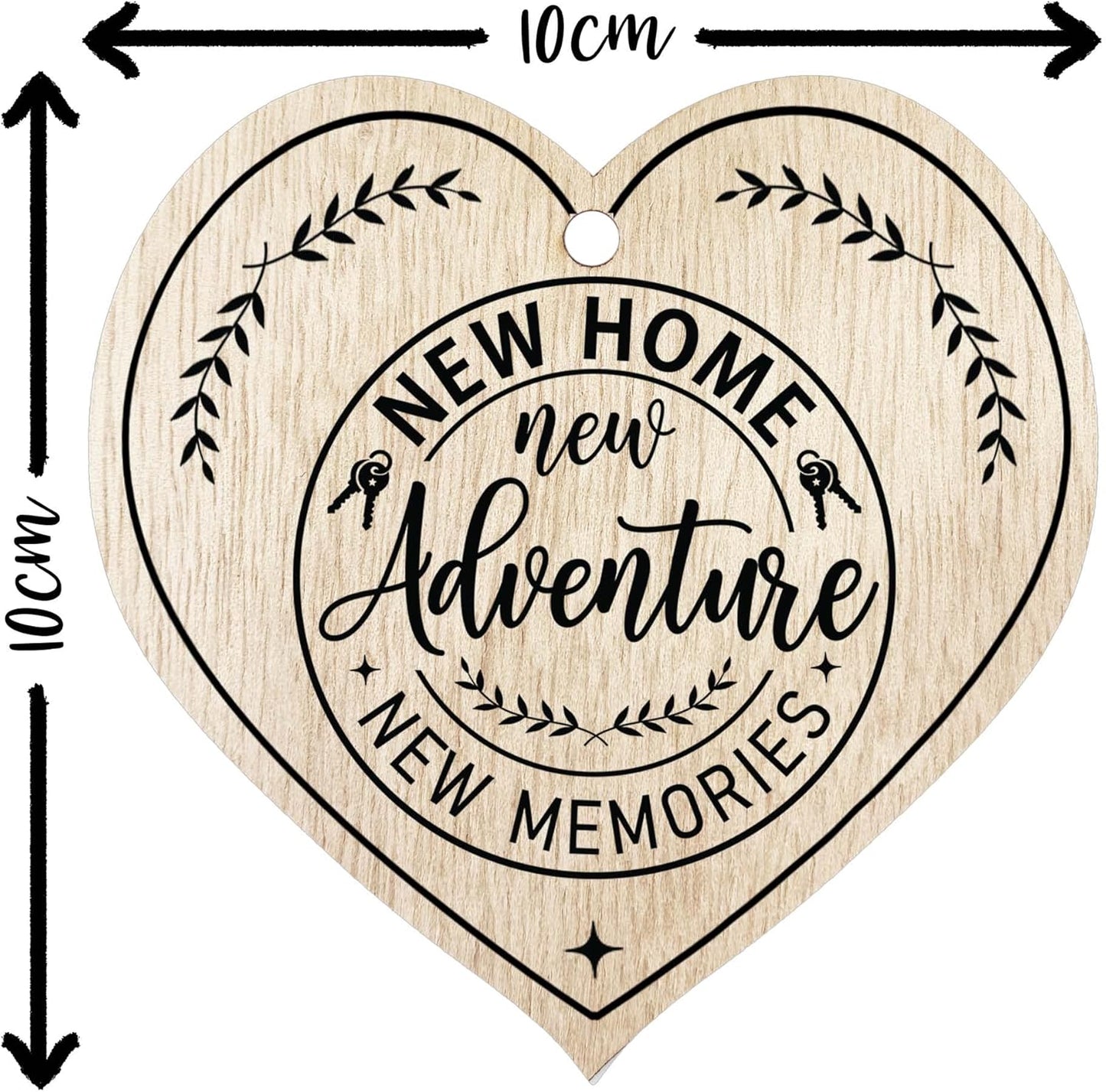 Light Wooden Heart Sign Plaque - New Home - Hanging Wood Signs Plaques, House Warming Gifts for Friends or Relatives, New Home Gifts, New House Present