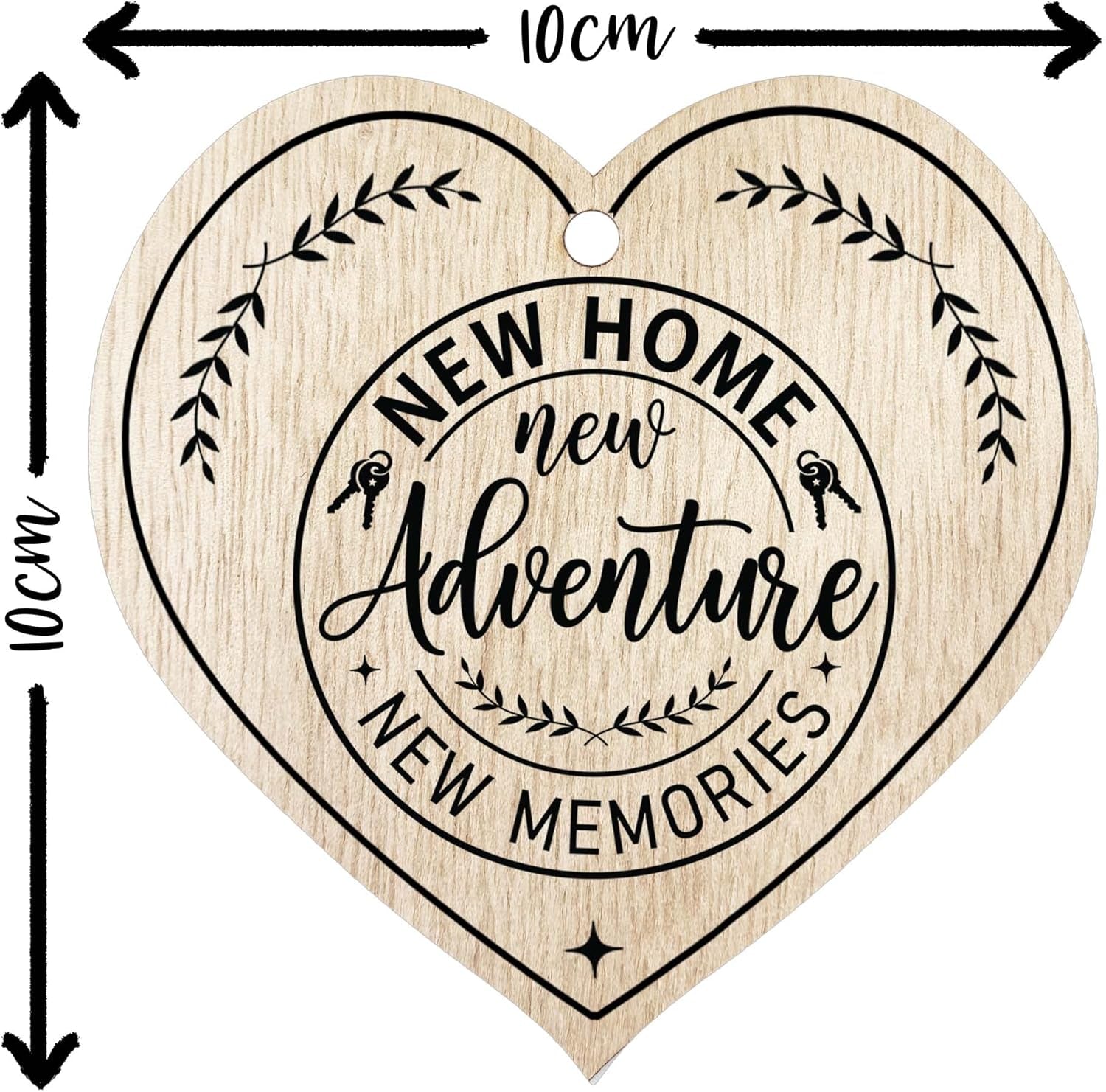 Light Wooden Heart Sign Plaque - New Home - Hanging Wood Signs Plaques, House Warming Gifts for Friends or Relatives, New Home Gifts, New House Present