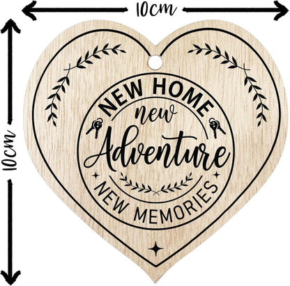 Light Wooden Heart Sign Plaque - New Home - Hanging Wood Signs Plaques, House Warming Gifts for Friends or Relatives, New Home Gifts, New House Present