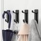 Self Adhesive Hooks, Extra Sticky and Strong, Hanging up to 6KG, Heavy Duty Stick On, No-Nail Hook for Back of Door, Black, 4 Pack
