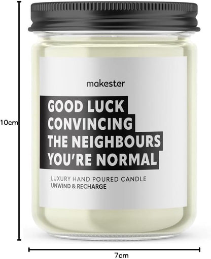 New Home Candle - 220G Soy Wax with Madagascan Vanilla, Jasmine & Sugared Almond - Housewarming or New Home Gift for Couple Moving in - Funny Candles by
