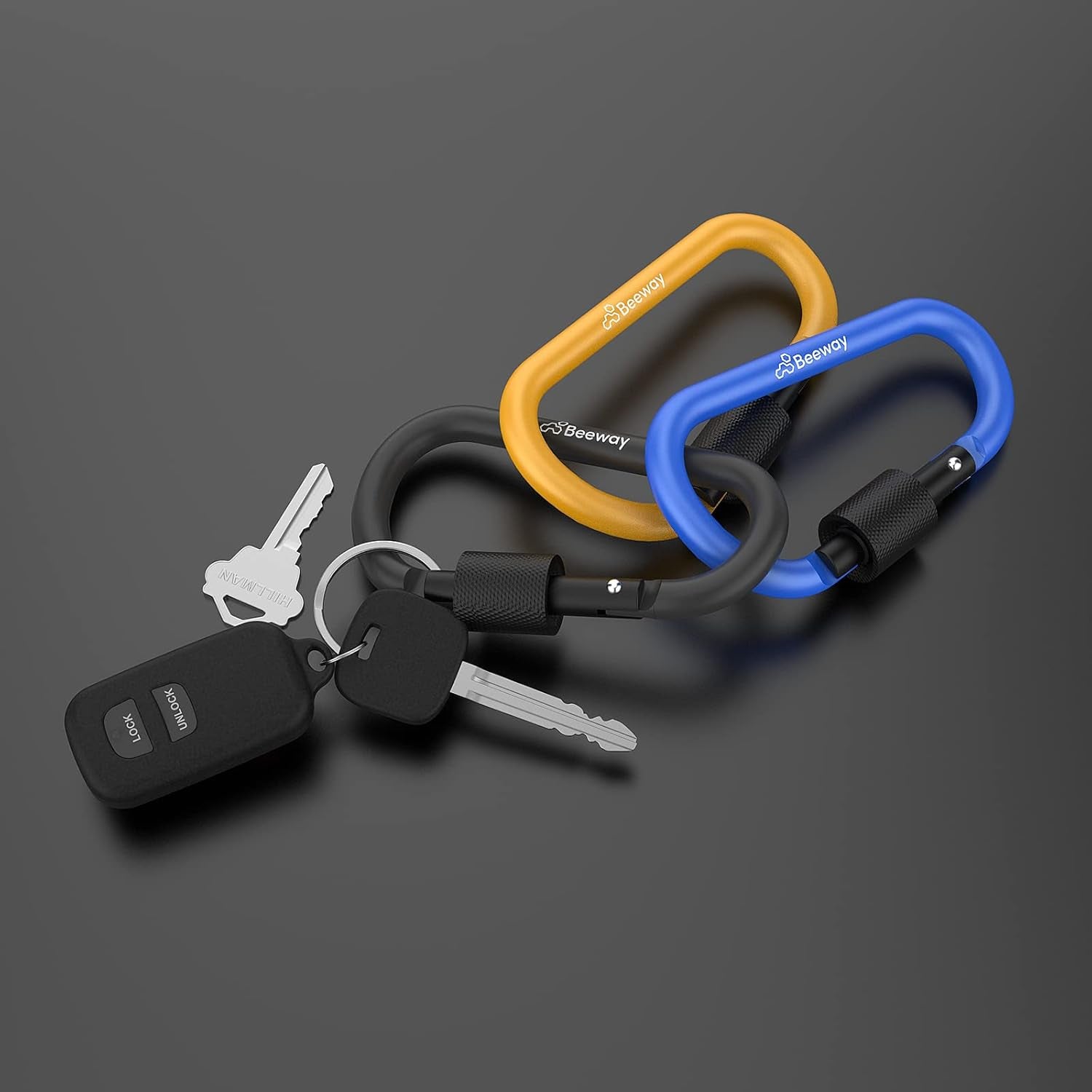 Locking Carabiner, Premium Aluminum Alloy D-Ring Carabiners Key Chain Clip Hook for Camping, Hiking, Traveling, Fishing, Backpack