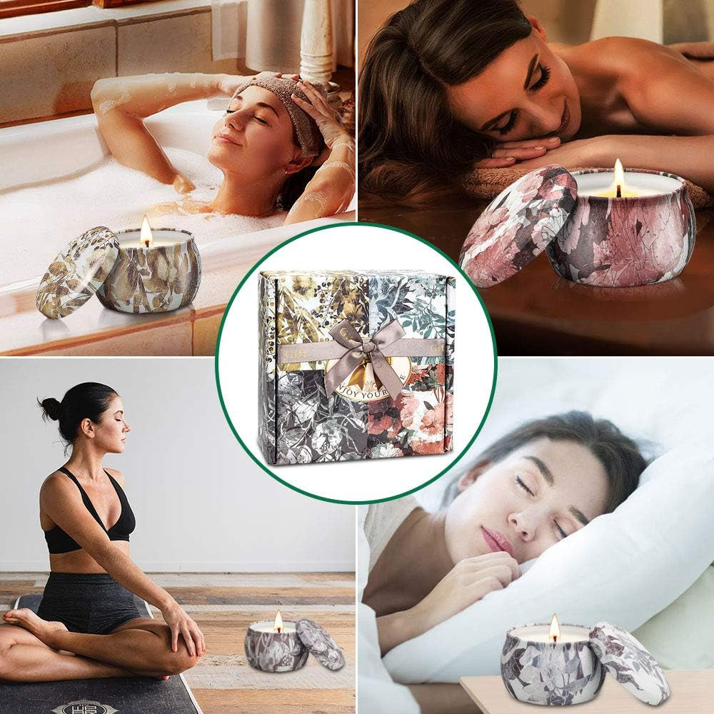 4 Pack Scented Candles Gifts for Women,  Aromatherapy Candles for Home Scented, 120H Burning Soy Wax Portable Travel Tin Ideal Candle Gift for Birthday, Valentine'S Day, Mother'S Day, Bath, Yoga
