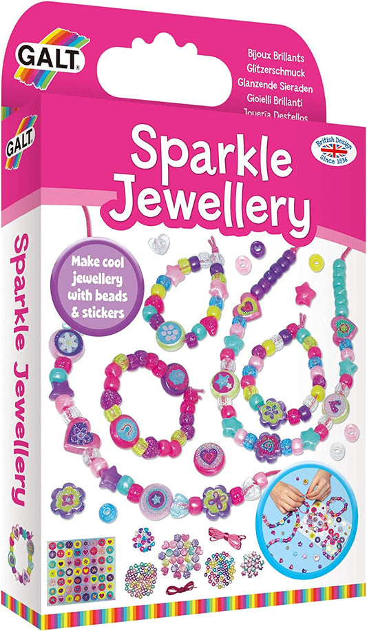 Sparkle Jewellery - Childrens Necklace and Bracelet Making, Craft Kit for Kids - Fun Activity Pack with Colourful Beads and Stickers, Encourages Creativity and Motor Skills - Ages 5 Years Plus