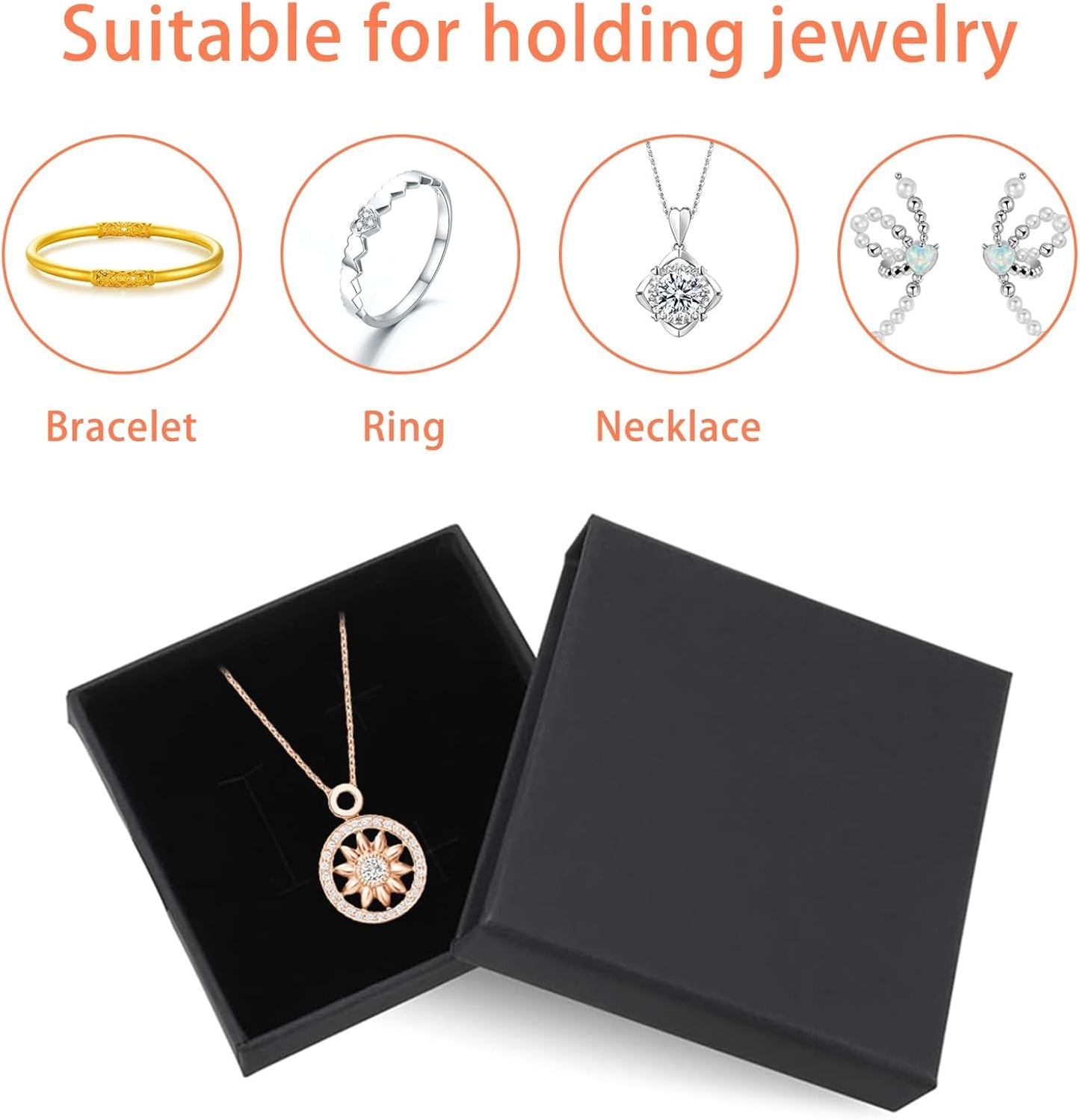 Small Jewellery Gift Box, 4 PCS Square Bracelet Boxes Cardboard Jewellery Boxes Kraft Bangle Box Storage Case for Packaging Necklace Ring Earrings Display