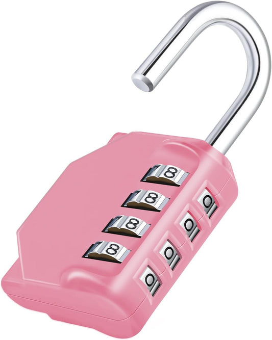 Padlock with Code, 4 Digit Combination Lock for Locker, Resettable Coded Padlock for School and Gym Lockers, Outdoor Padlock Weatherproof for Backyard Fence Gate, Sheds, Garage Door (Pink)