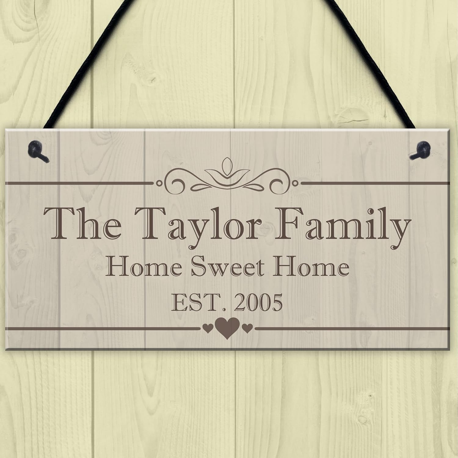 Personalised Family Name Plaque Housewarming New Home Gift Handmade Hanging House Sign