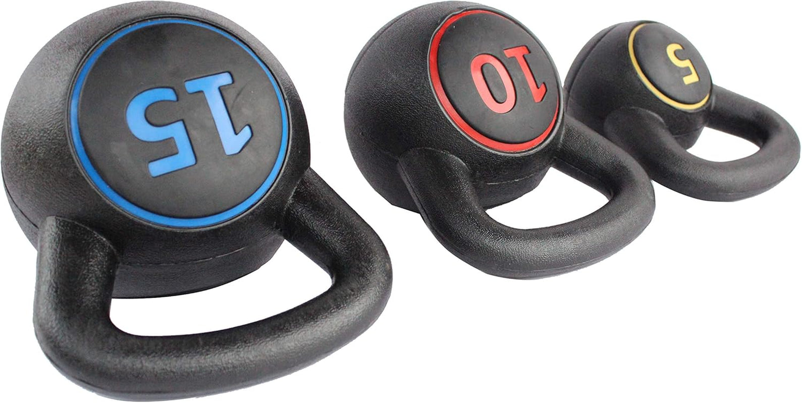 3Pce Kettlebell Weight Set with Stand for Cross Training, MMA Training, Home Exercise - 5, 10 & 15Lbs (2.2Kg, 4.5Kg & 6.8 Kg)