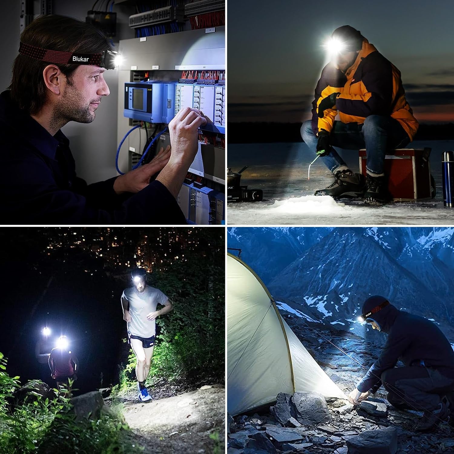 Head Torch Rechargeable, 2 Pack 2000L Super Bright Headlamp Headlight with 8 Light Modes, Spotlight Floodlight Combination, Sensor Control, Waterproof, Long Battery Life for Running,Camping