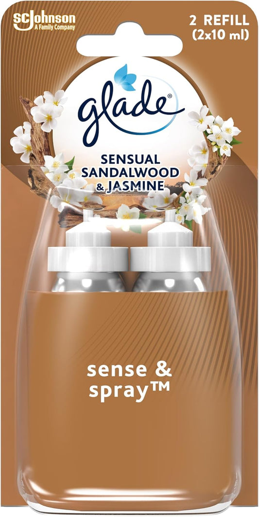 Sense & Spray Air Freshener Refill, Motion Activated Automatic Room Spray and Odour Eliminator for Home, Sandalwood & Jasmine, Duo Pack (2 X 18Ml)