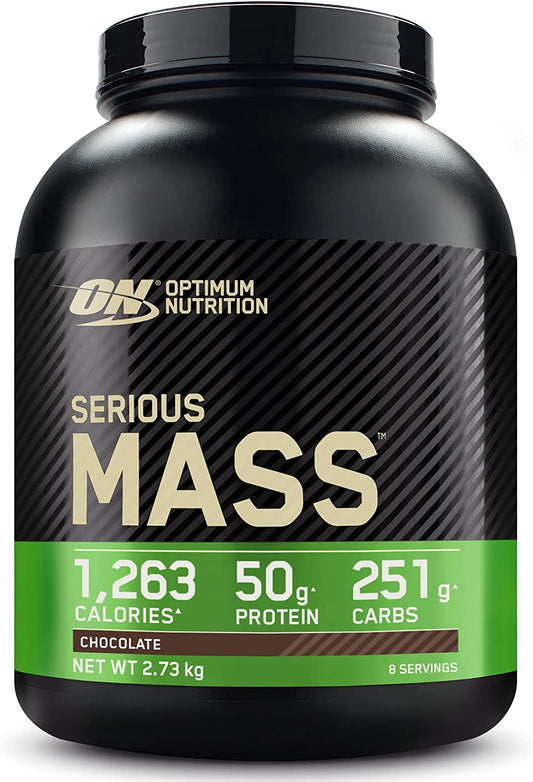 Serious Mass Protein Powder High Calorie Mass Gainer with Vitamins, Creatine and Glutamine, Chocolate, 8 Servings, 2.73 Kg, Packaging May Vary