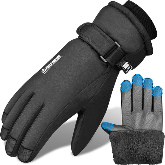 Waterproof & Windproof Winter Gloves with Fleece Lining, -20℉ Coldproof Touch Screen Thermal Ski Gloves for Cycling, Hiking, Snowboarding, Running, Outdoor Sports - Men