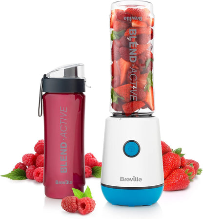 Blend Active Personal Blender & Smoothie Maker | 350W | 2 Portable Blend Active Bottles (600Ml) | Leak Proof Lids | White & Blue [VBL249]