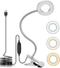 USB LED Desk Lamp Clip on Reading Light, 3 Light Mode 10 Dimmable Brightness Eye Caring Book Light, Bedside Lamp with Flexible Neck, Adjustable Perfect for Studying、Working （Silver）