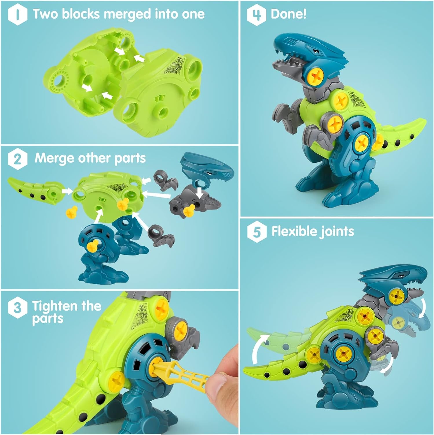 Take Apart Dinosaur Toys for Kids with Storage Box Electric Drill DIY Construction Build Set Educational STEM for Boys Girls