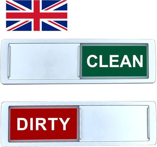 Clean Dirty Dishwasher Magnet [Choose Your Language] - Easy to Read and Place. Sliding - Kitchen Organiser - Dishwasher Sign - Magnet Kitchen Gadgets (English)