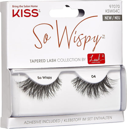 Lash Couture so Wispy Collection 1 Pair of Volumizing Fake Lashes, Style 04, with Tapered Ends and Aloe Infused Lash Glue