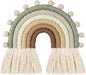 Rainbow Macrame Wall Hanging Decorations for Nursery Décor, Kids Bedroom Woven Tassel for Girls& Boys, Handmade Playroom Cotton Accessories for Baby Toddler Room (Beige)