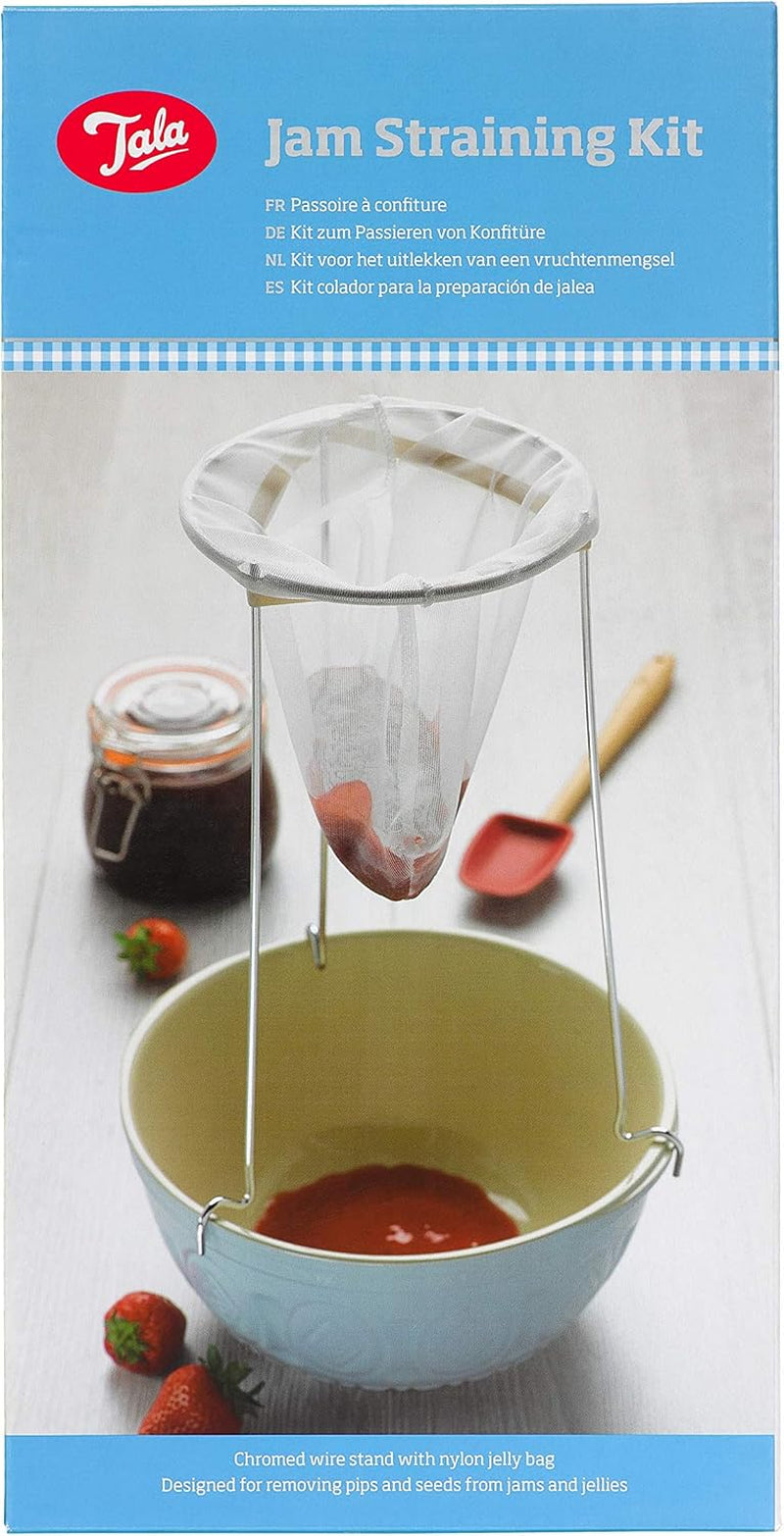 Home Made Maslin/Jam Pan for Induction Hob with Recipe in Gift Box, Stainless Steel, 9 Litre & Tala Jam Straining Set