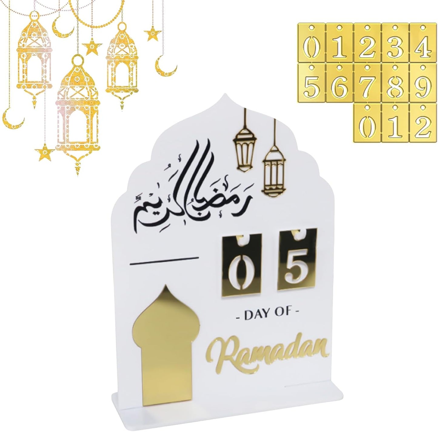 Ramadan Advent Calendar, Acrylic Ramadan Calendar, 30 Days Countdown Calendar Ramadan Calendar, for DIY Eid Decorations, Home and Party Gifts, Exquisite Ramadan Ornament