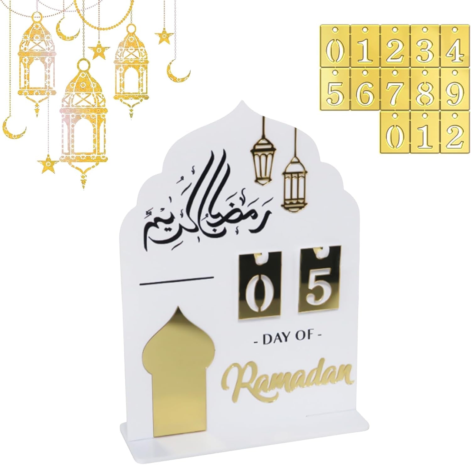 Ramadan Advent Calendar, Acrylic Ramadan Calendar, 30 Days Countdown Calendar Ramadan Calendar, for DIY Eid Decorations, Home and Party Gifts, Exquisite Ramadan Ornament