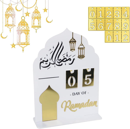 Ramadan Advent Calendar, Acrylic Ramadan Calendar, 30 Days Countdown Calendar Ramadan Calendar, for DIY Eid Decorations, Home and Party Gifts, Exquisite Ramadan Ornament