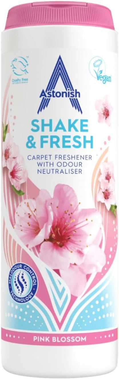 Shake & Fresh Carpet Freshener, Eliminates Odours, Pink Blossom, 350G