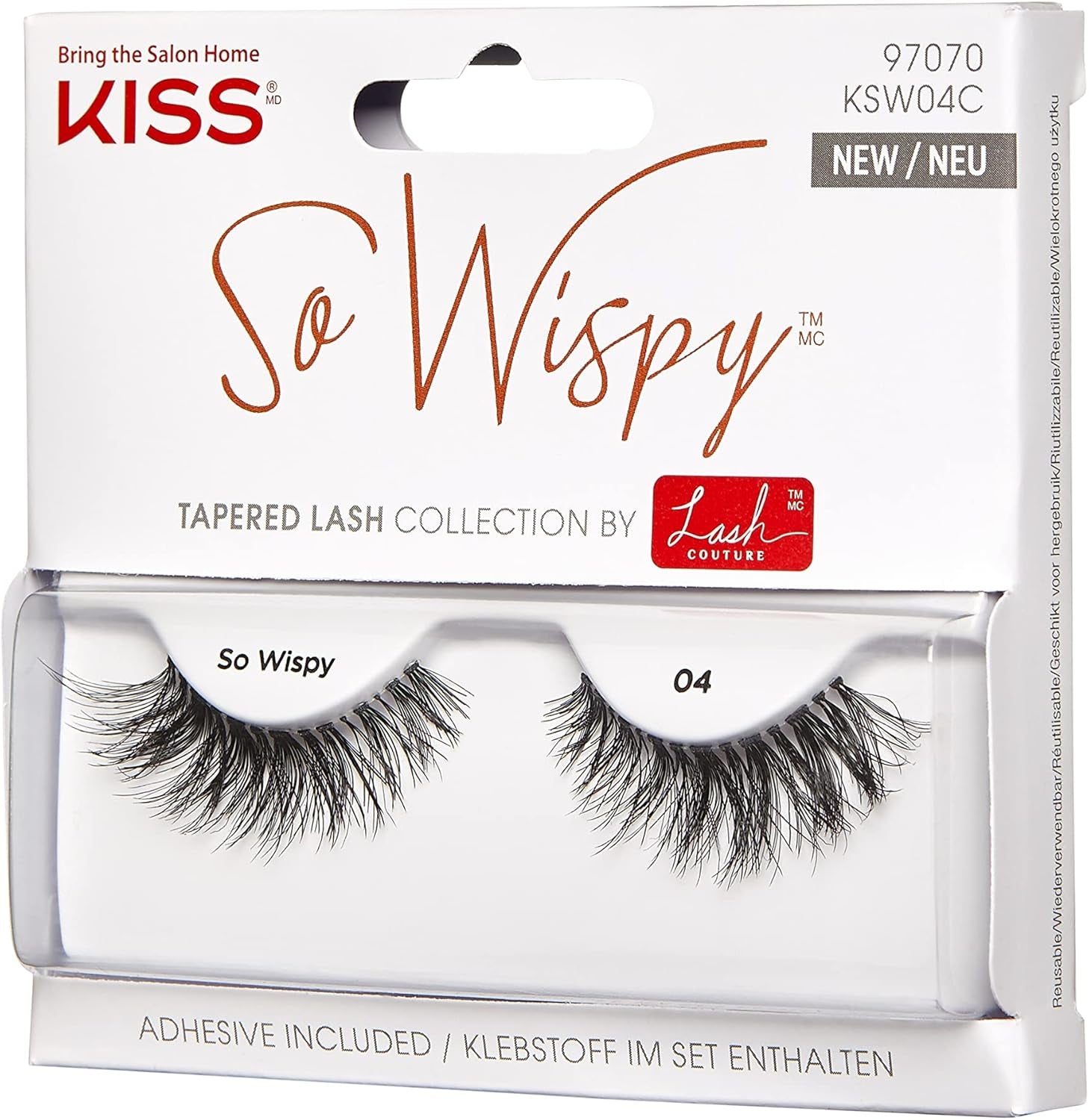 Lash Couture so Wispy Collection 1 Pair of Volumizing Fake Lashes, Style 04, with Tapered Ends and Aloe Infused Lash Glue