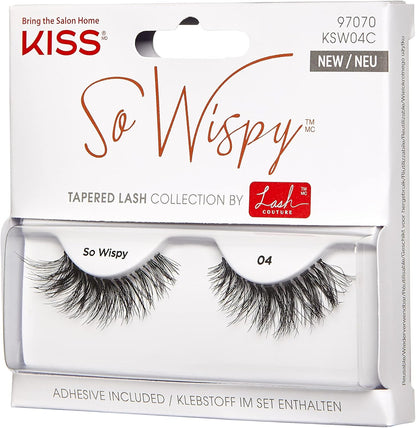 Lash Couture so Wispy Collection 1 Pair of Volumizing Fake Lashes, Style 04, with Tapered Ends and Aloe Infused Lash Glue