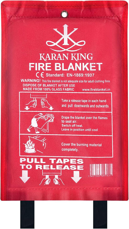 ® - Fire Blanket - Flame - Retardant Safety Blanket for Home, Kitchen, Caravans, Garages - Heat-Resistant and Versatile Fire Protection Equipment (Large, Quick Unfolding, with Loops)