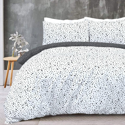 Polka Dots Reversible Black White Mono Duvet Cover Quilt Pillow Cases Bedding Set Soft Easy Care - Double (200Cm X 200Cm)