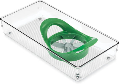 Idesign Cutlery Tray for Drawer, Large Plastic Kitchen Drawer Insert, Practical Drawer Organiser for Kitchen Accessories, Utensils and Cutlery, Clear, 15.2-Cm X 30.5-Cm X 5.1-Cm