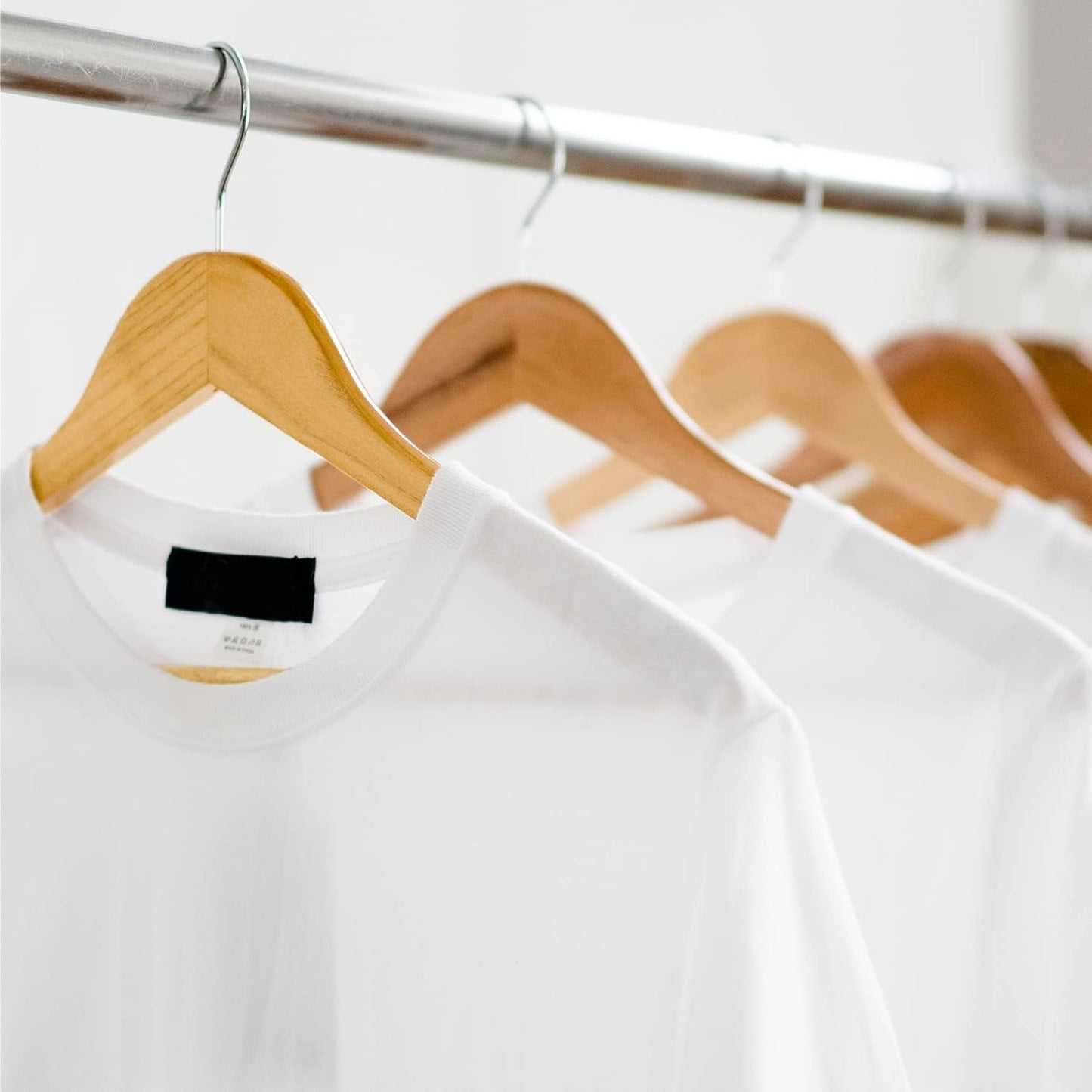 Strong Wooden Coat Hangers with 360 Degree Rotatory Hook & round Trouser Bar & Shoulder Notches - Durable Wardrobe Space Saver - Suitable for Coat, Jacket, Suit, Jumper (20 Pack)