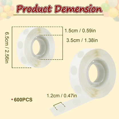 600 PCS Balloon Glue Dots, Removable Balloon Sticky Spots,Extra Strong Glue Dots Double Sided for Birthday Party Wedding Christmas Decorations and DIY Scrapbooking Craft. (600 PCS)