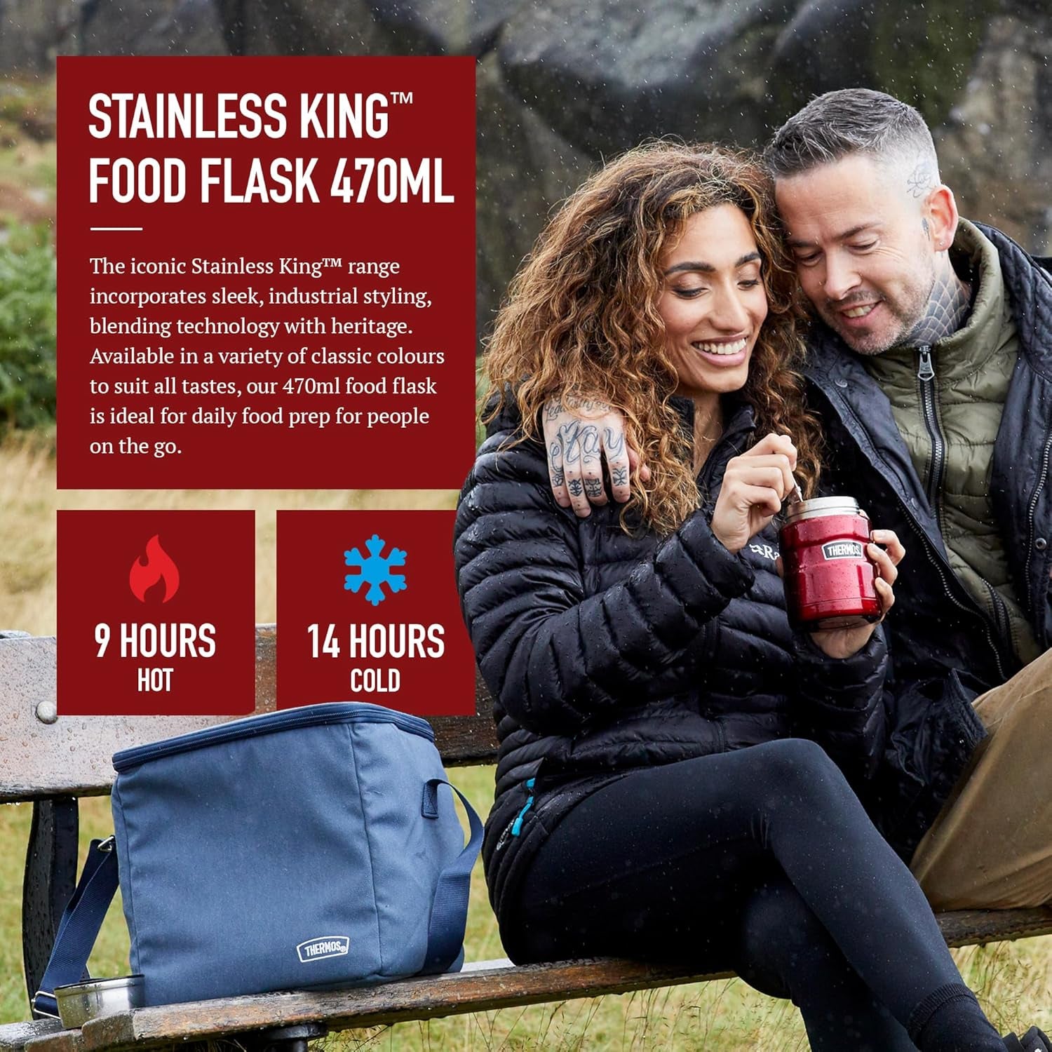 Stainless King Food Flask, 470Ml Capacity - Sleek Multi- Purpose Flask for Daily Food Prep - Durable Stainless Steel with Classic Red Finish - Ideal for On-The-Go Meals & Drinks