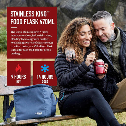 Stainless King Food Flask, 470Ml Capacity - Sleek Multi- Purpose Flask for Daily Food Prep - Durable Stainless Steel with Classic Red Finish - Ideal for On-The-Go Meals & Drinks