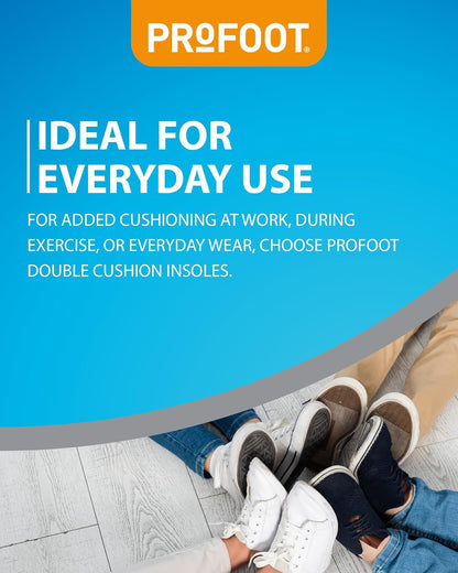 Double Cushion Insoles - Full Length Insoles - Unisex - Extra Thick Cushioning - Dual Layer Shoe Inserts - Ideal for Foot Discomfort - One Size Fits All - 1 Pair per Pack
