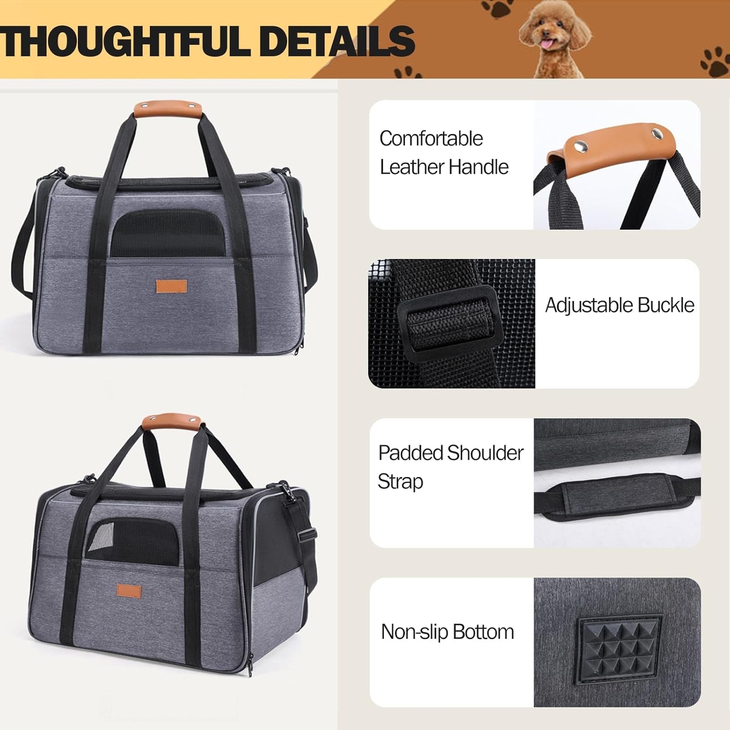 Premium Pet Carrier Travel Bag Foldable Lightweight Cat Carrier Bag Top Opening Dog Carrier Bags with Handles Portable Puppy Carrier with Removable Mat Dog Carry Bag Pet Carriers for Cats and Dogs M