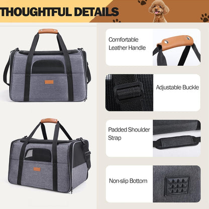 Premium Pet Carrier Travel Bag Foldable Lightweight Cat Carrier Bag Top Opening Dog Carrier Bags with Handles Portable Puppy Carrier with Removable Mat Dog Carry Bag Pet Carriers for Cats and Dogs M